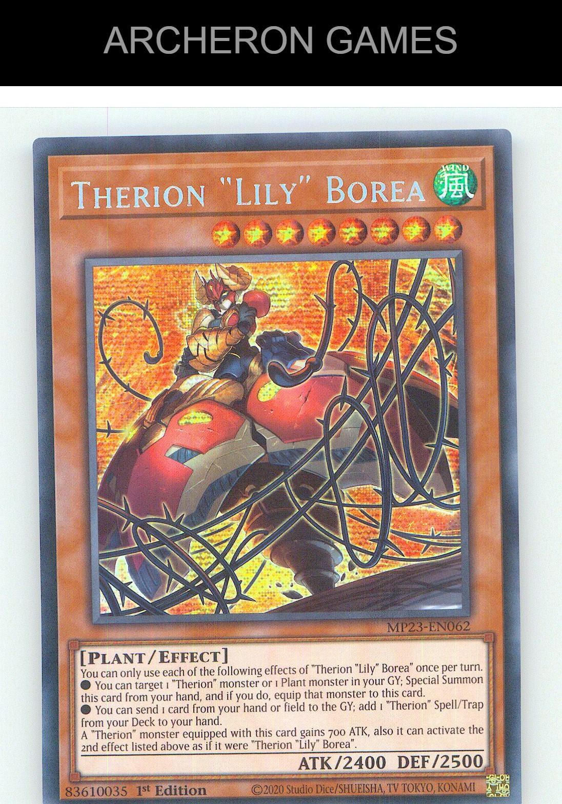 Therion "Lily" Borea Prismatic Secret Rare YUGIOH Card 1st Edition