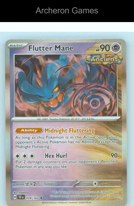 Pokemon Card Flutter Mane TEF 078/162 R Temporal Forces Reverse Holo