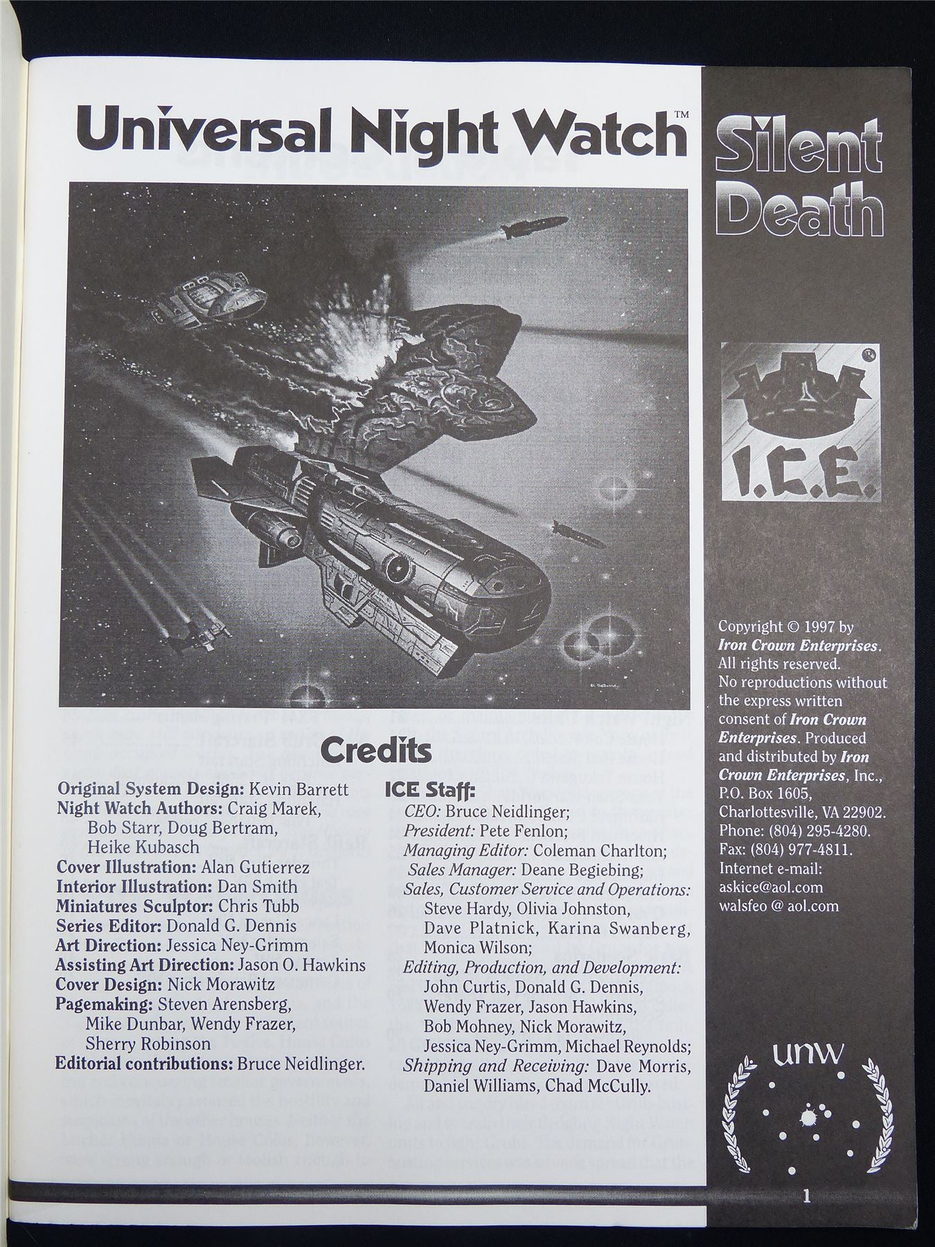 Silent Death: Universal Night Watch Miniatures Sourcebook - I.C.E. Booklet #2QU