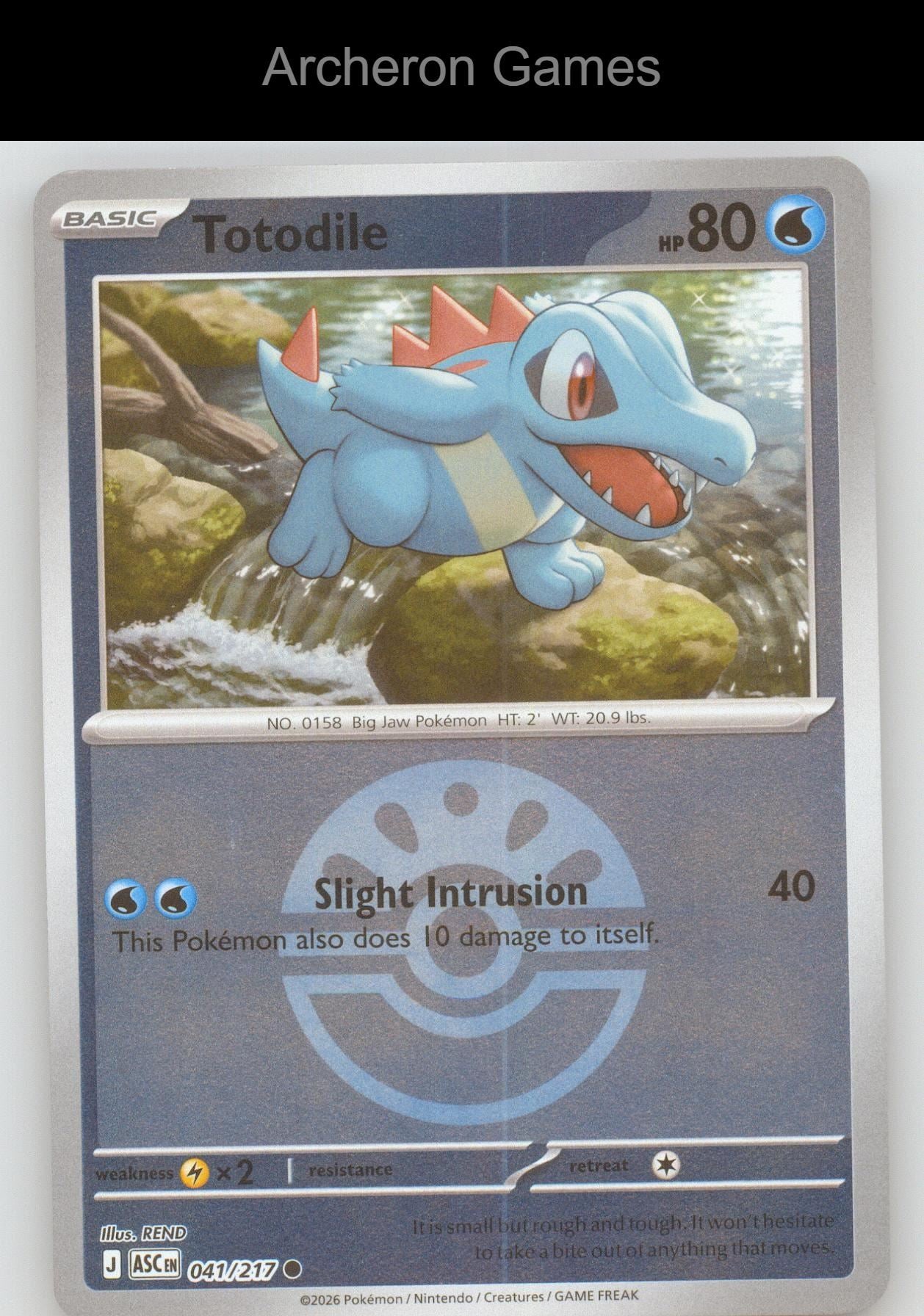 Pokemon Card Totodile (Friend Ball) ASC 041/217 C Ascended Heroes Reverse Holo