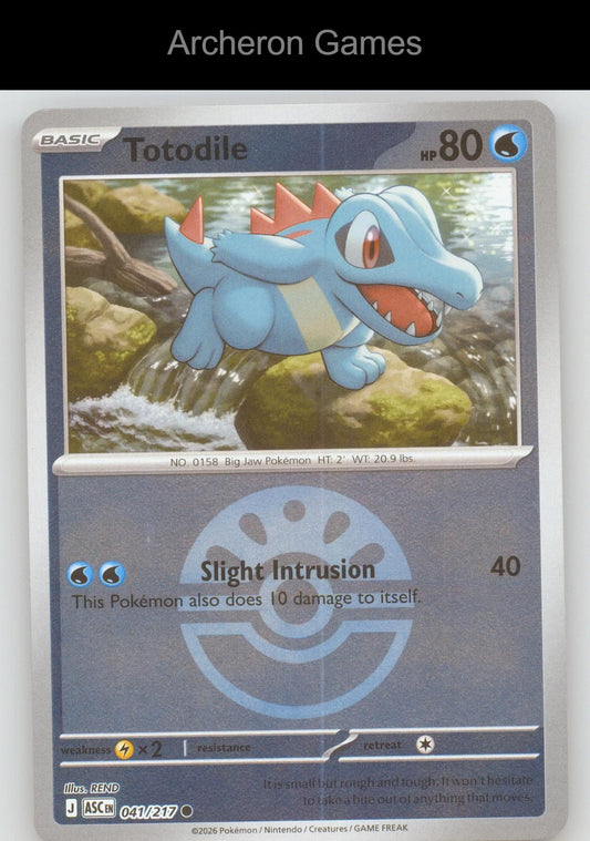 Pokemon Card Totodile (Friend Ball) ASC 041/217 C Ascended Heroes Reverse Holo
