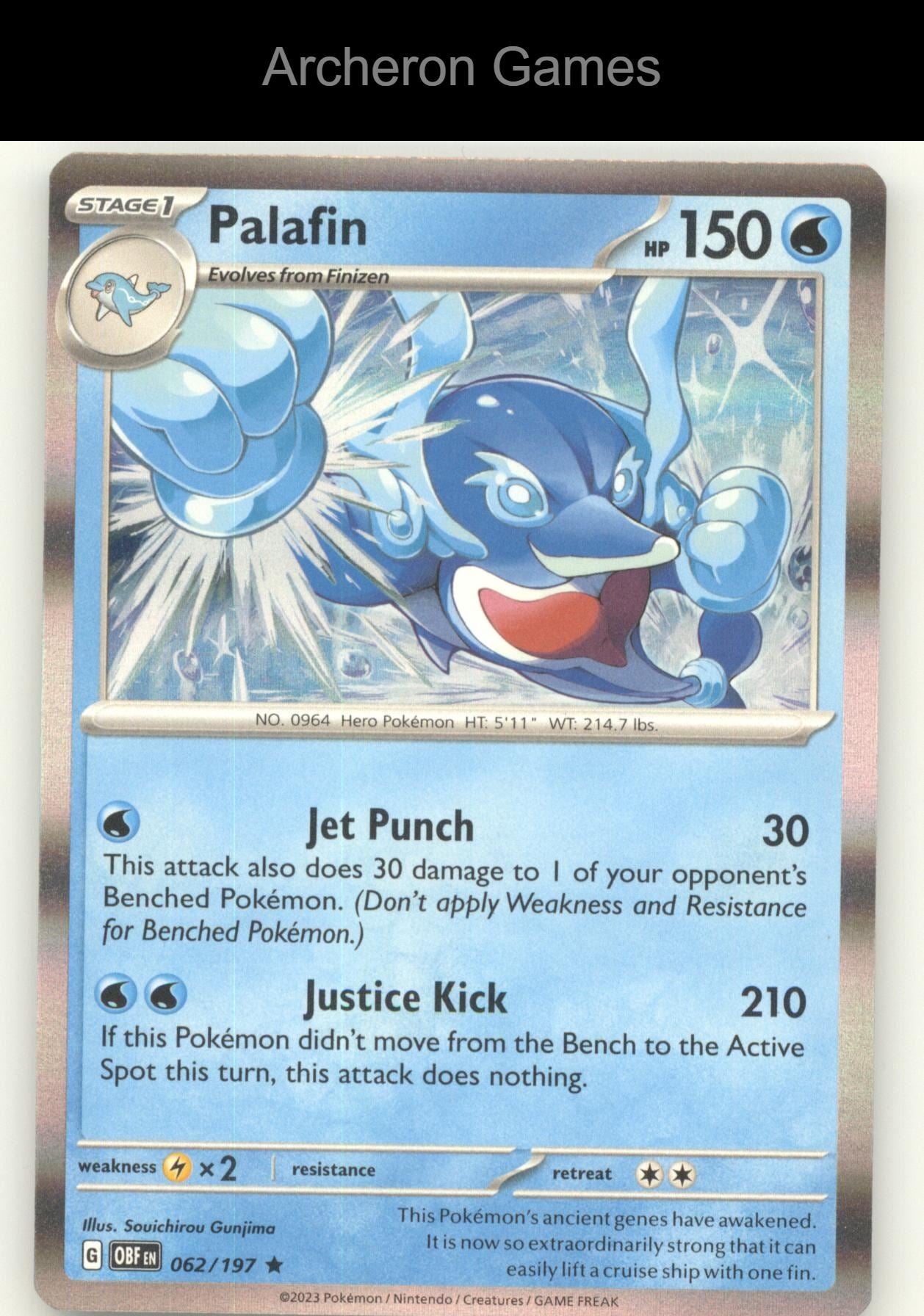 Pokemon Card Palafin OBF 062/197 R Obsidian Flames Holo