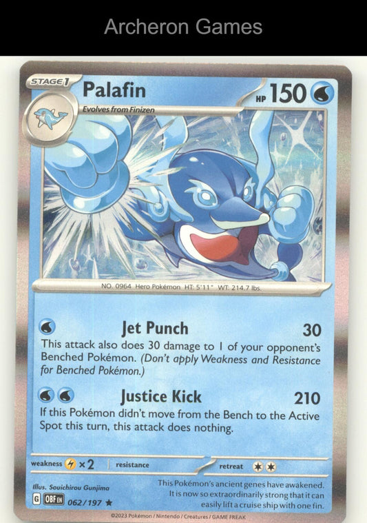 Pokemon Card Palafin OBF 062/197 R Obsidian Flames Holo