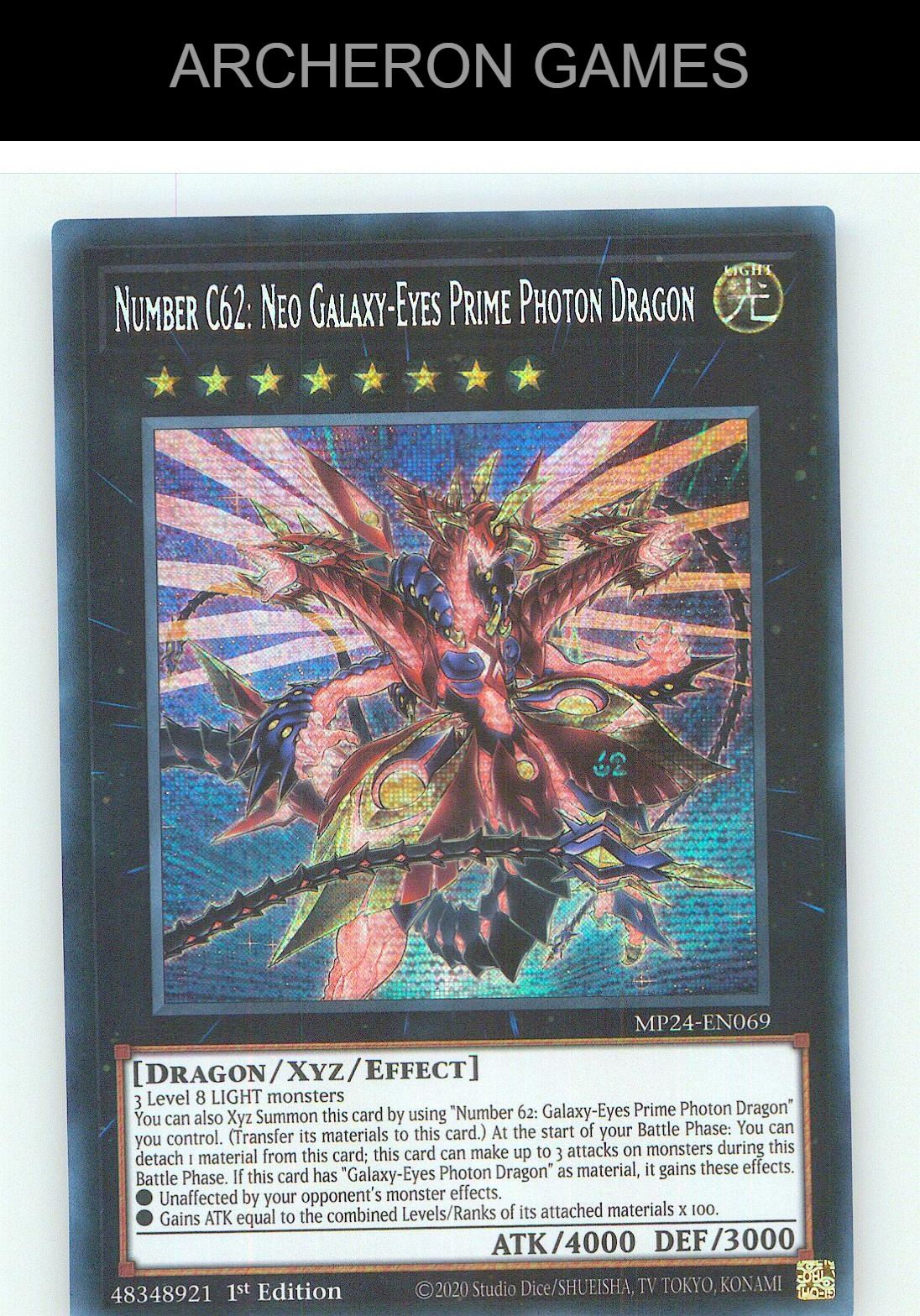Number C62: Neo Galaxy-Eyes Prime Photon Dragon YUGIOH Card 1st Edition