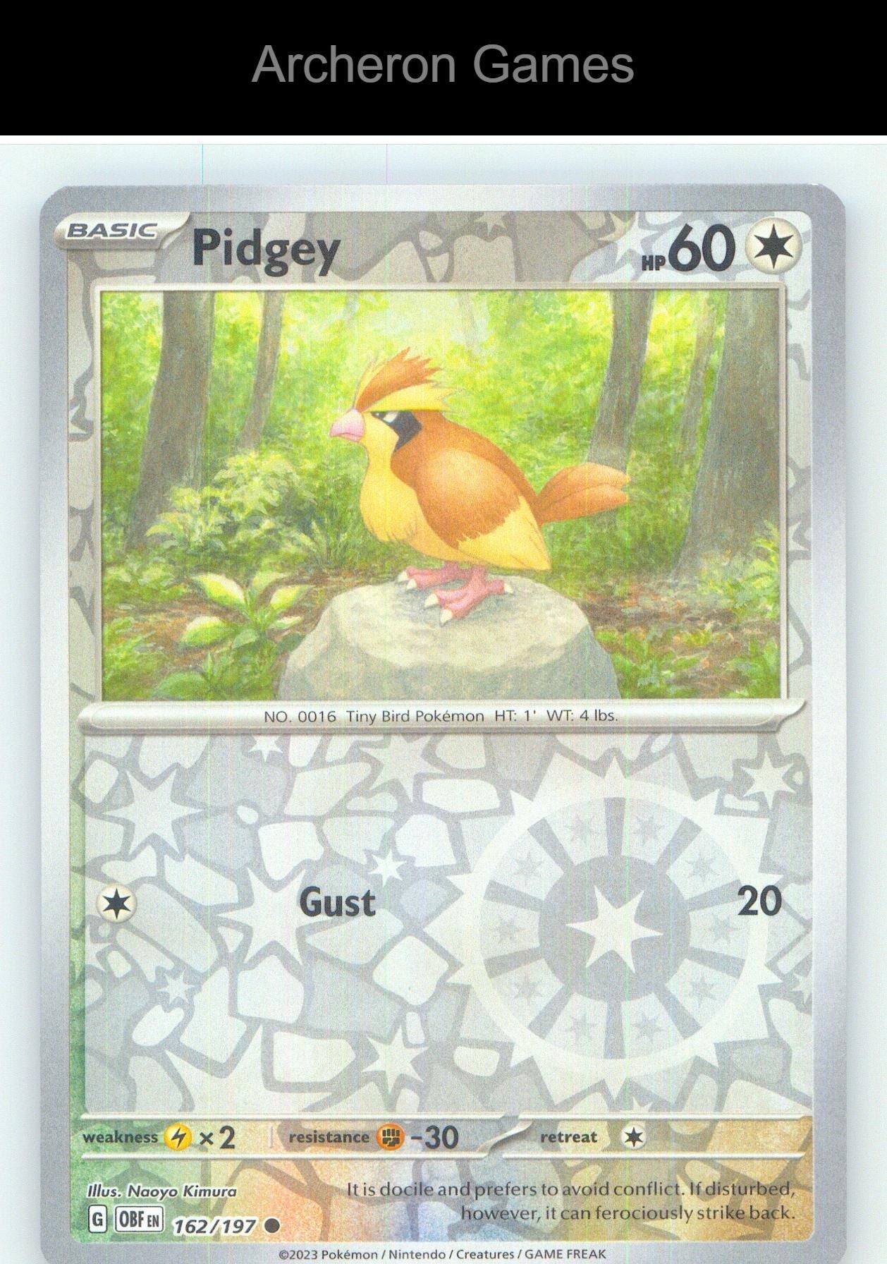 Pokemon Card Pidgey OBF 162/197 C Obsidian Flames Reverse Holo