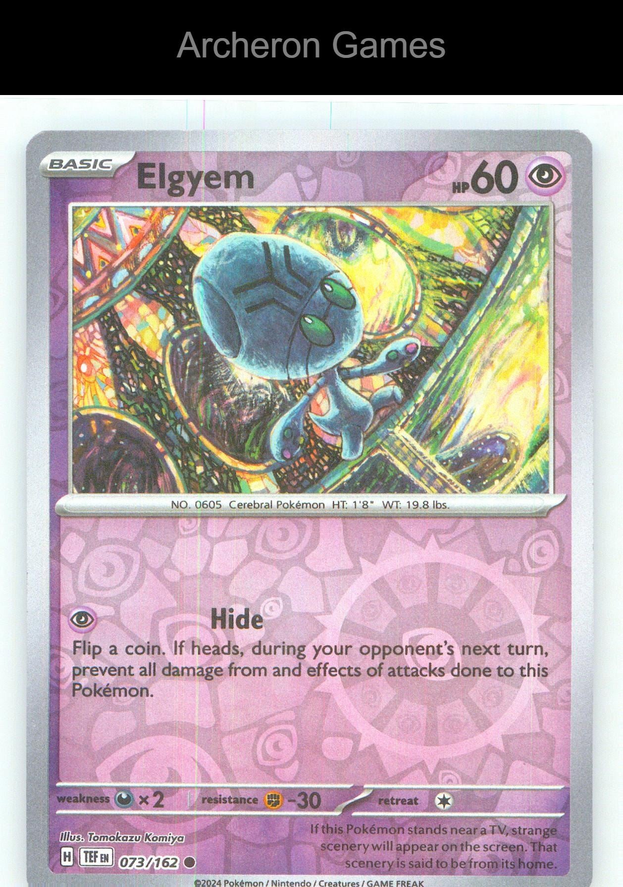 Pokemon Card Elgyem TEF 073/162 C Temporal Forces Reverse Holo