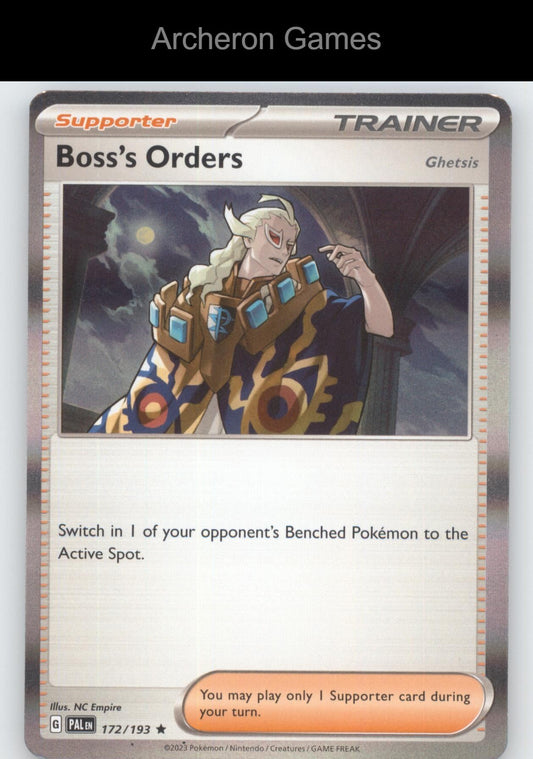 Pokemon Card Boss's Orders (Ghetsis) PAL 172/193 R Paldea Evolved Holo