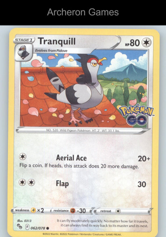 Pokemon Card Tranquill PGO 062/078 C Pokemon GO