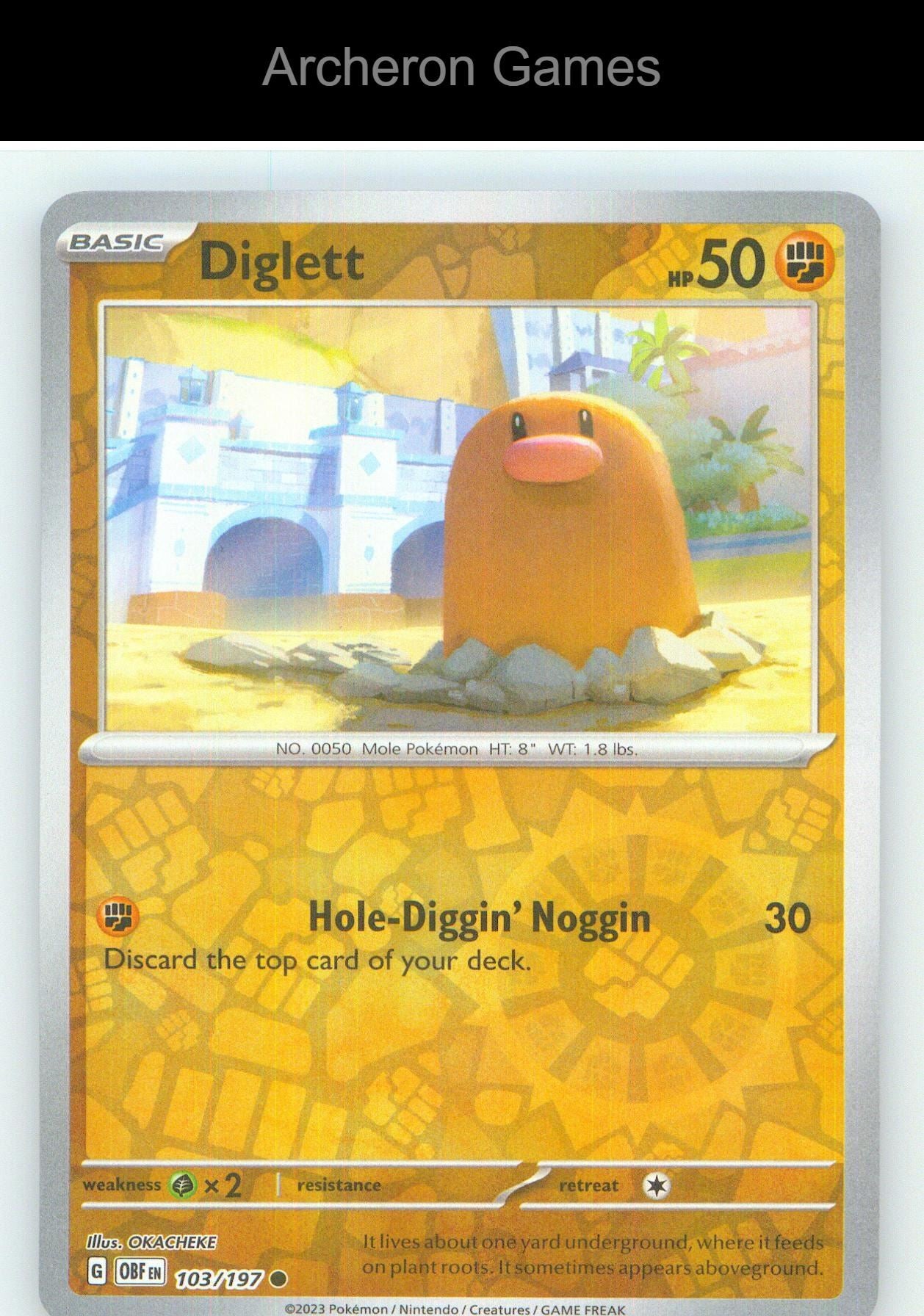 Pokemon Card Diglett OBF 103/197 C Obsidian Flames Reverse Holo