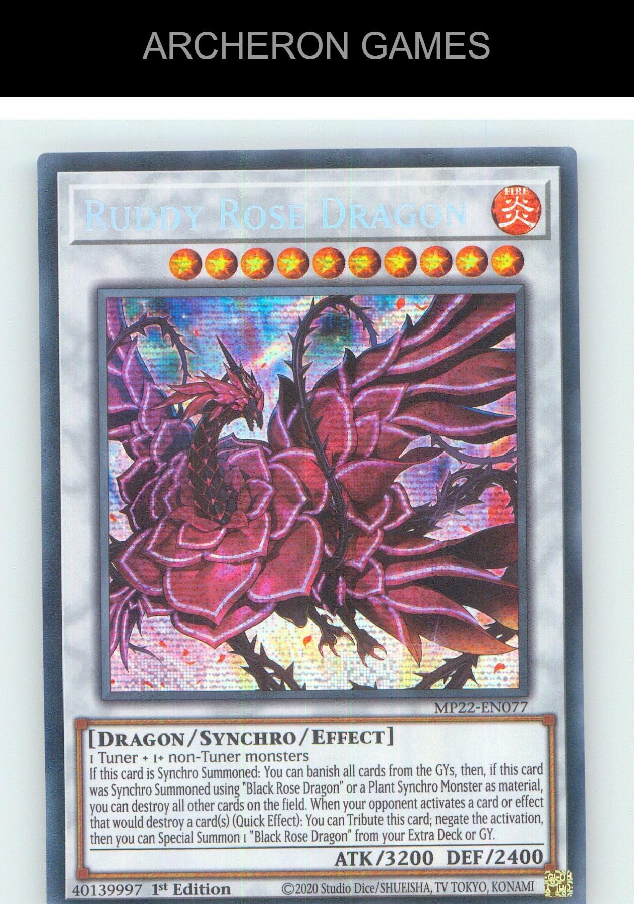 Ruddy Rose Dragon Prismatic Secret Rare YUGIOH Card 1st Edition