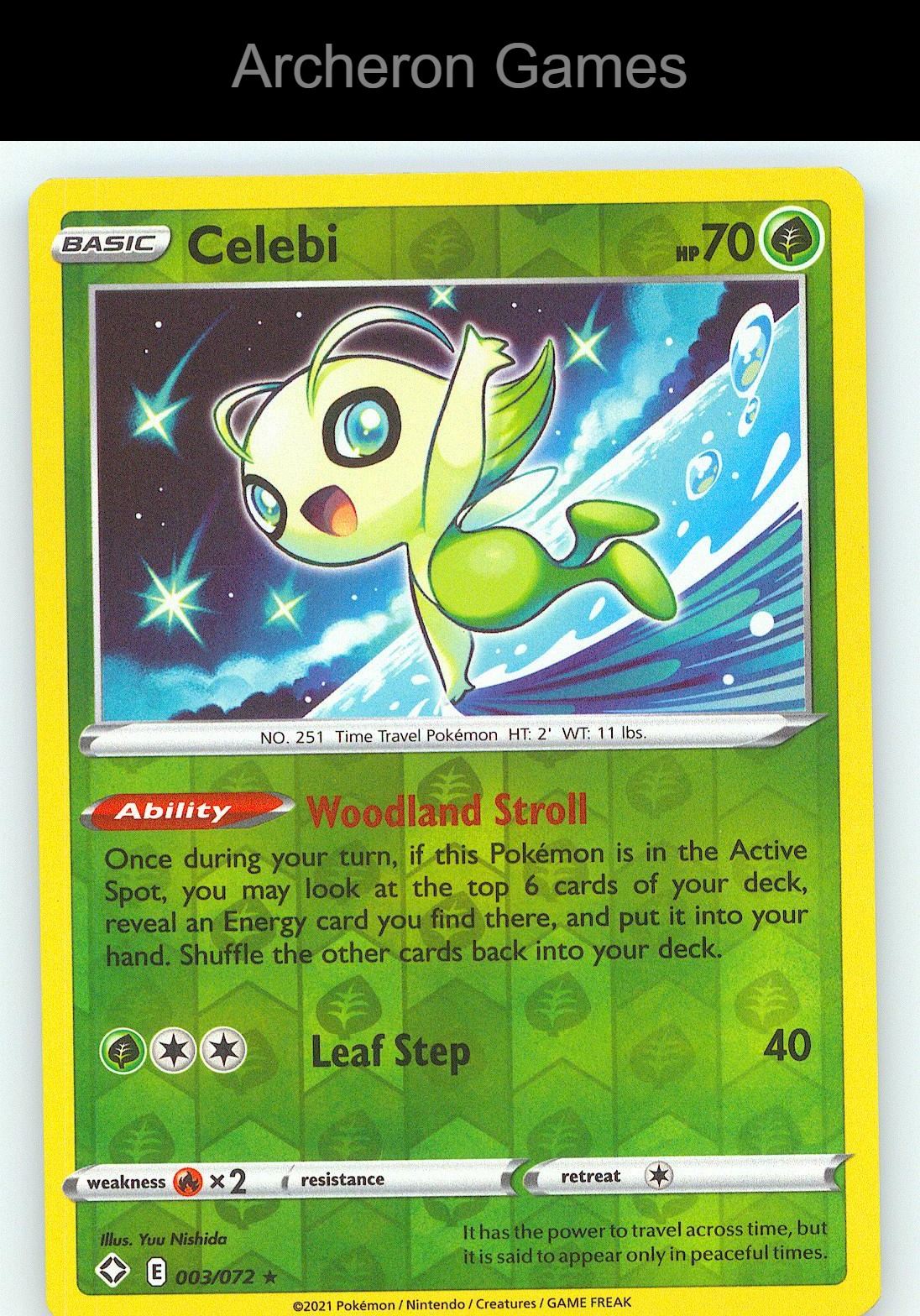 Pokemon Card Celebi SHF 003/072 R Shining Fates Reverse Holo