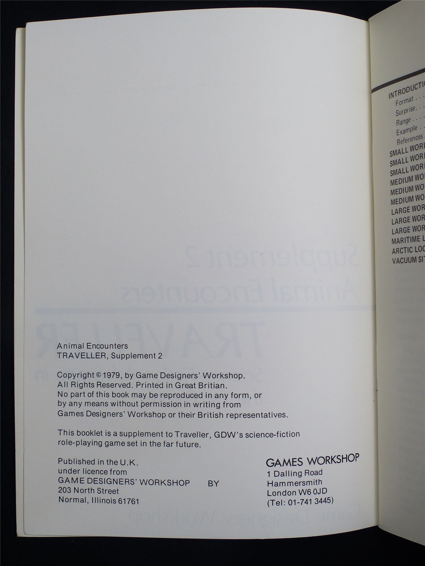 Traveller: Supplement 2 Animal Encounters - Roleplaying Booklet #2T5