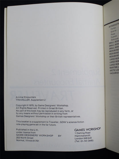 Traveller: Supplement 2 Animal Encounters - Roleplaying Booklet #2T5