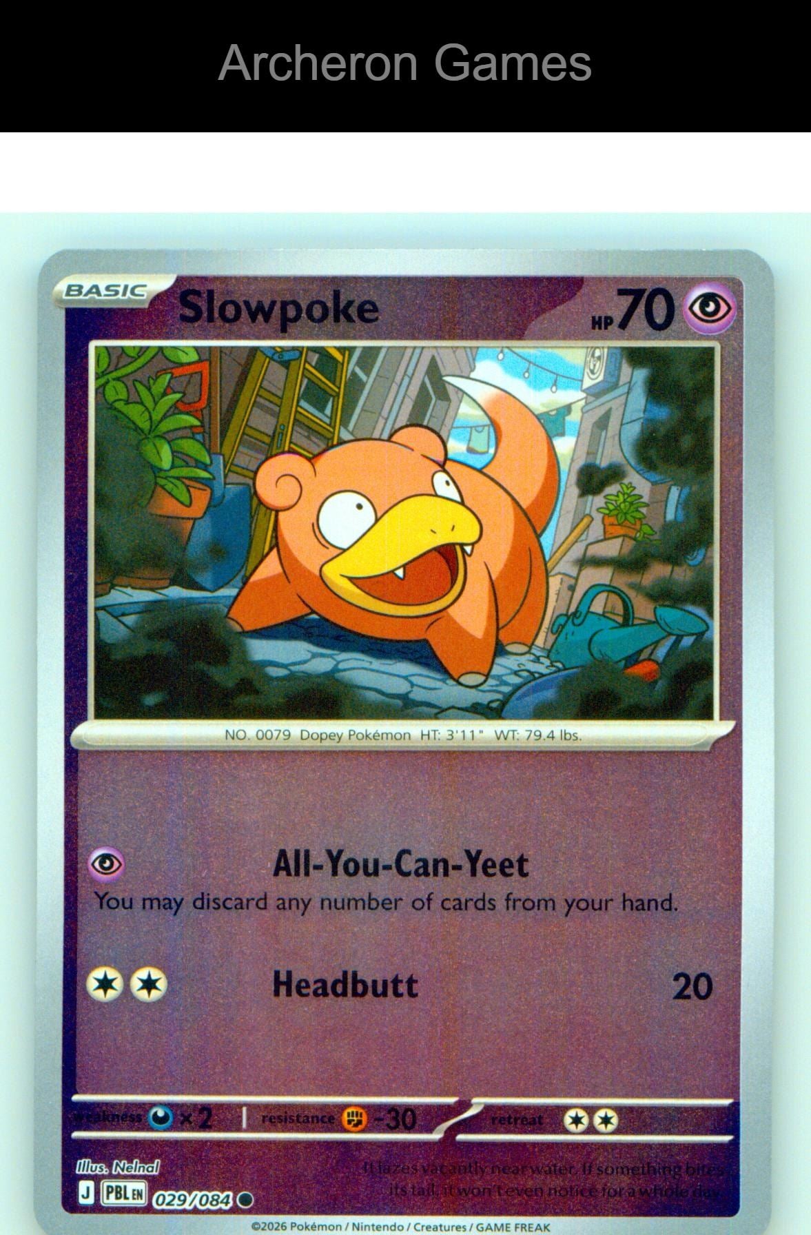 Pokemon Card Slowpoke ME05 029/084 C Pitch Black Reverse Holo