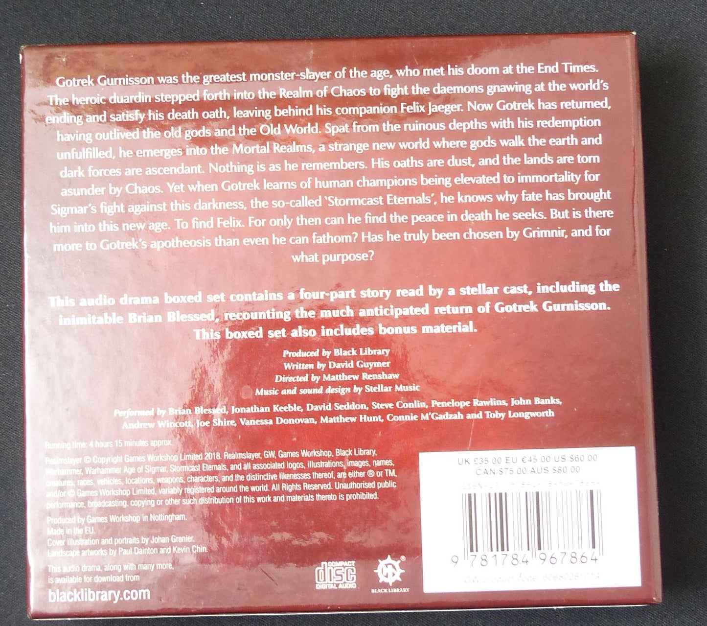 Realmslayer A Gotrek Gurnisson Series CDs - Warhammer Audio Novel #SX