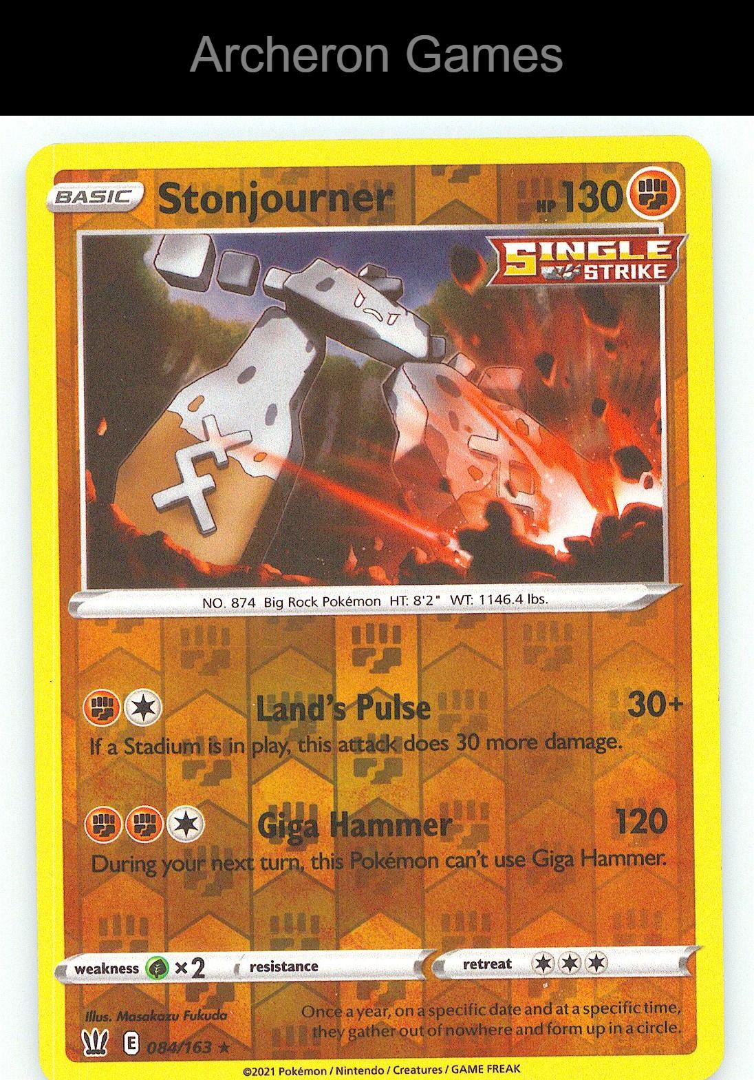 Pokemon Card Stonjourner BST 084/163 R Battle Styles Reverse Holo