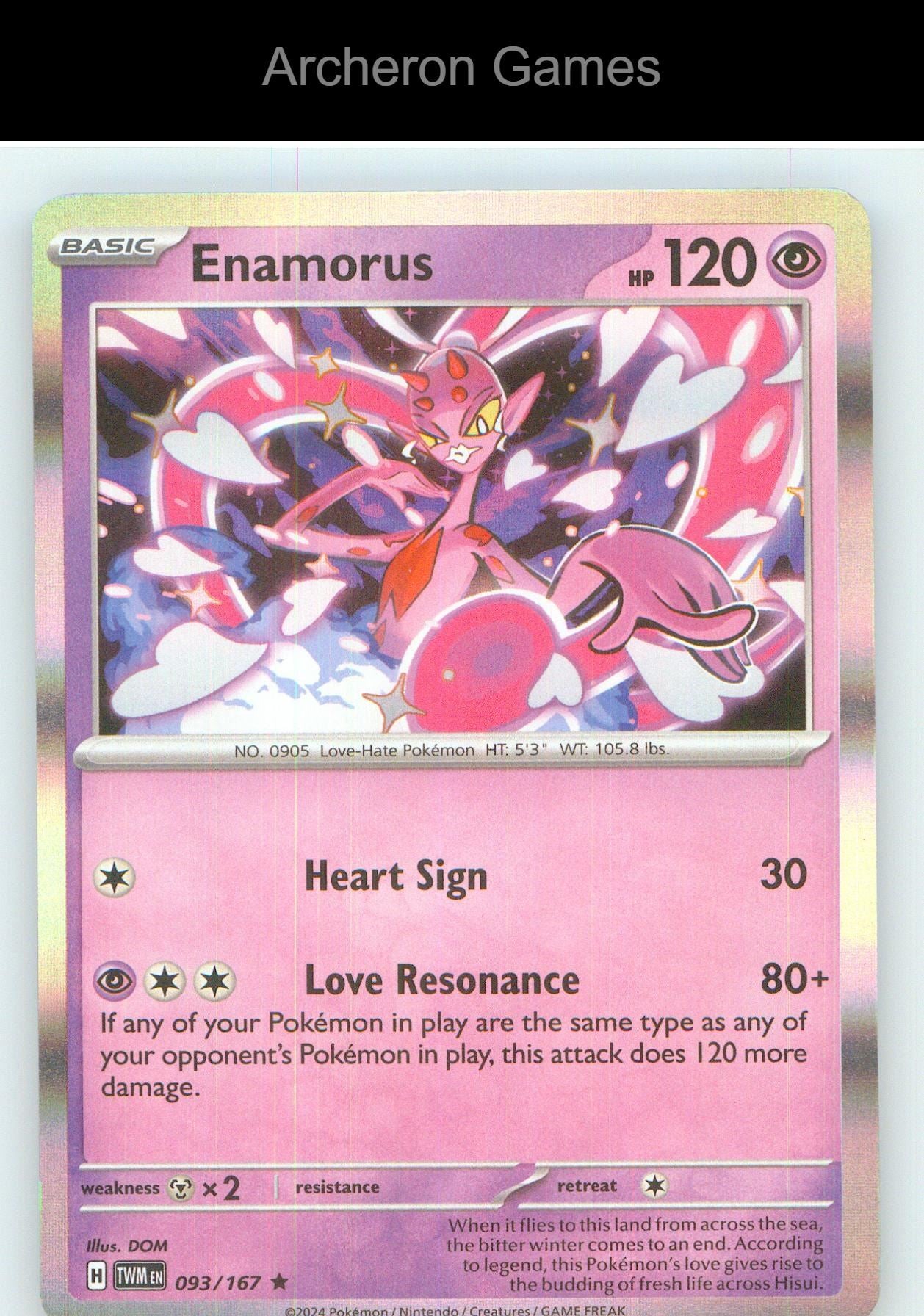 Pokemon Card Enamorus TWM 093/167 R Twilight Masquerade Holo