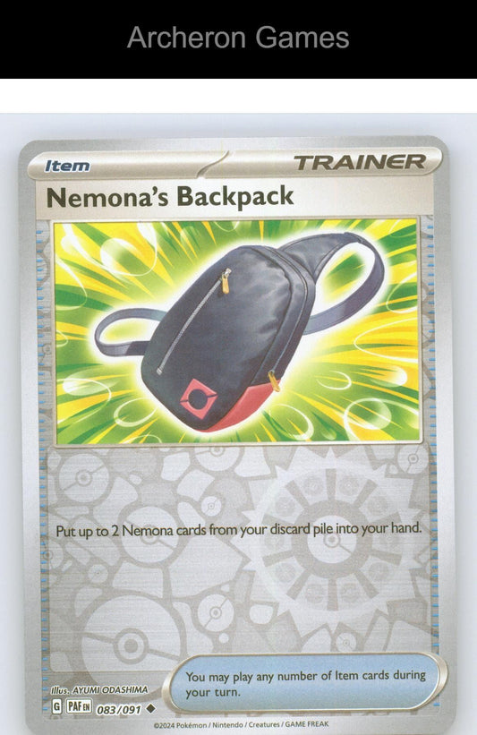 Pokemon Card Nemona's Backpack PAF 083/091 UC Paldean Fates Reverse Holo
