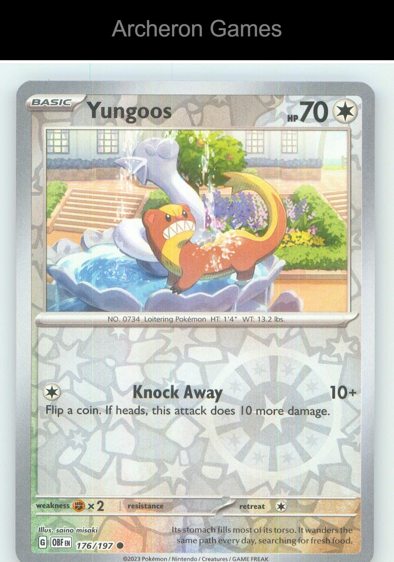 Pokemon Card Yungoos OBF 176/197 C Obsidian Flames Reverse Holo