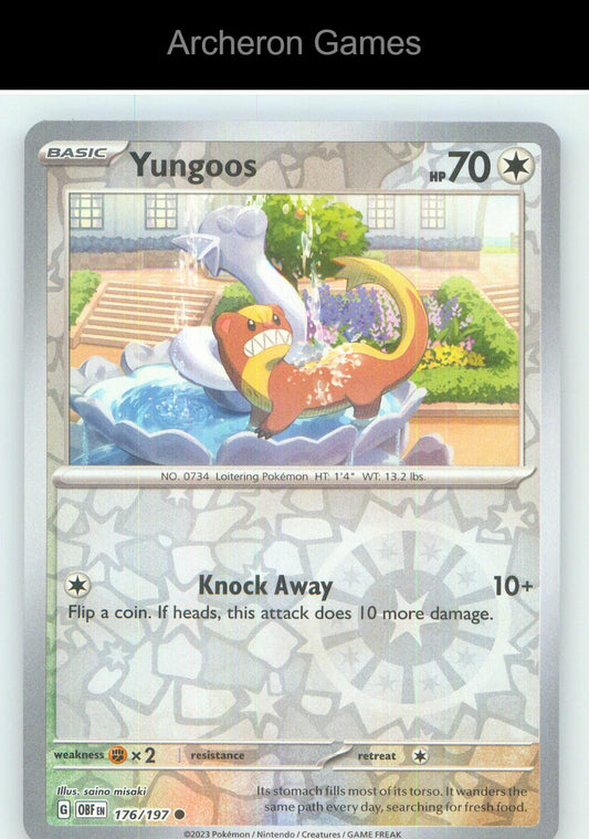 Pokemon Card Yungoos OBF 176/197 C Obsidian Flames Reverse Holo