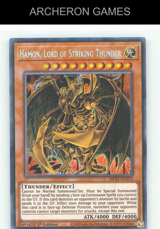 Hamon, Lord of Striking Thunder Prismatic Secret Rare YUGIOH Card 1st Edition