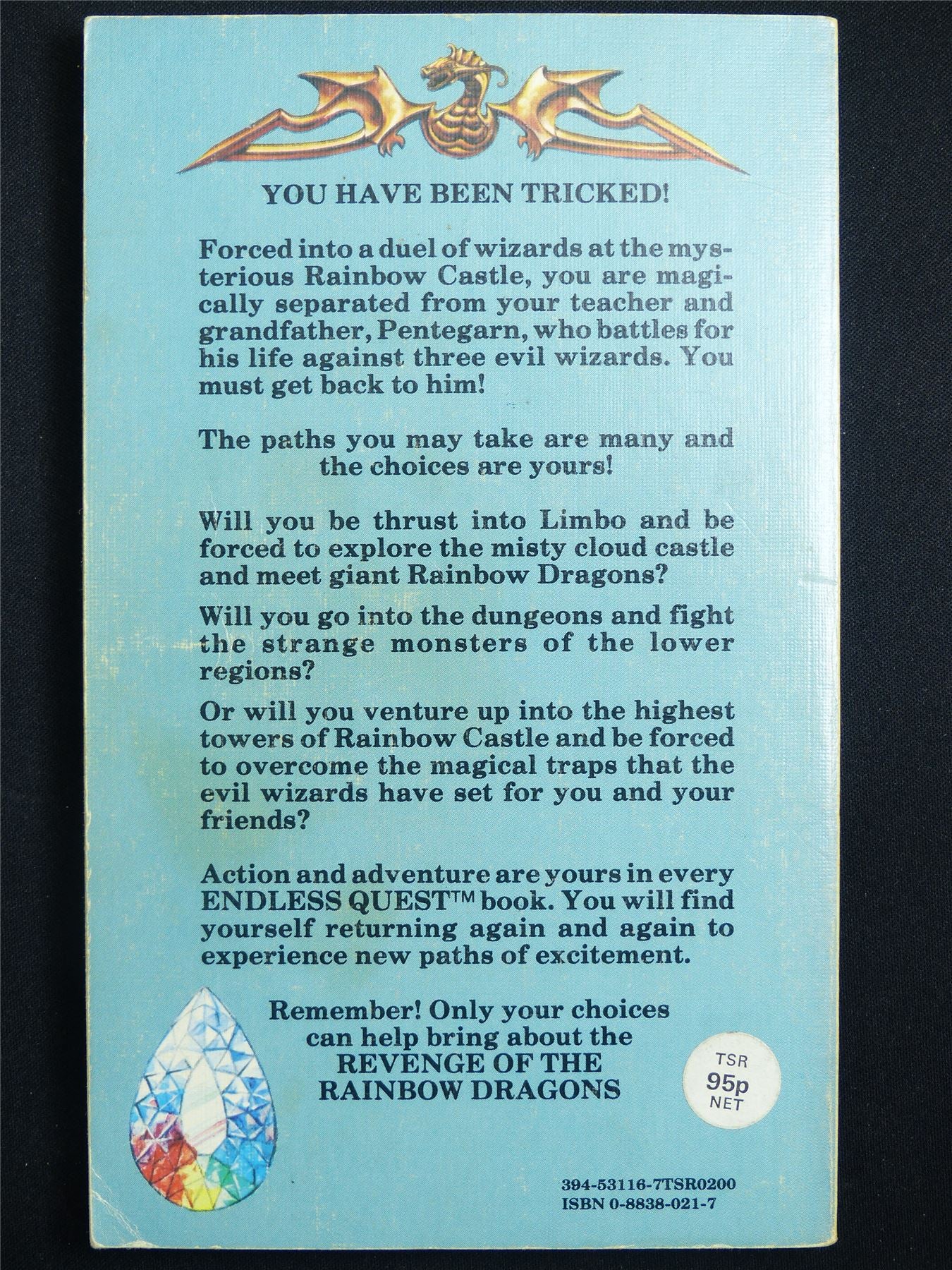D&D Adventure Book: Revenge of the Rainbow Dragons Endless Quest - Vintage Novel Softback #LU