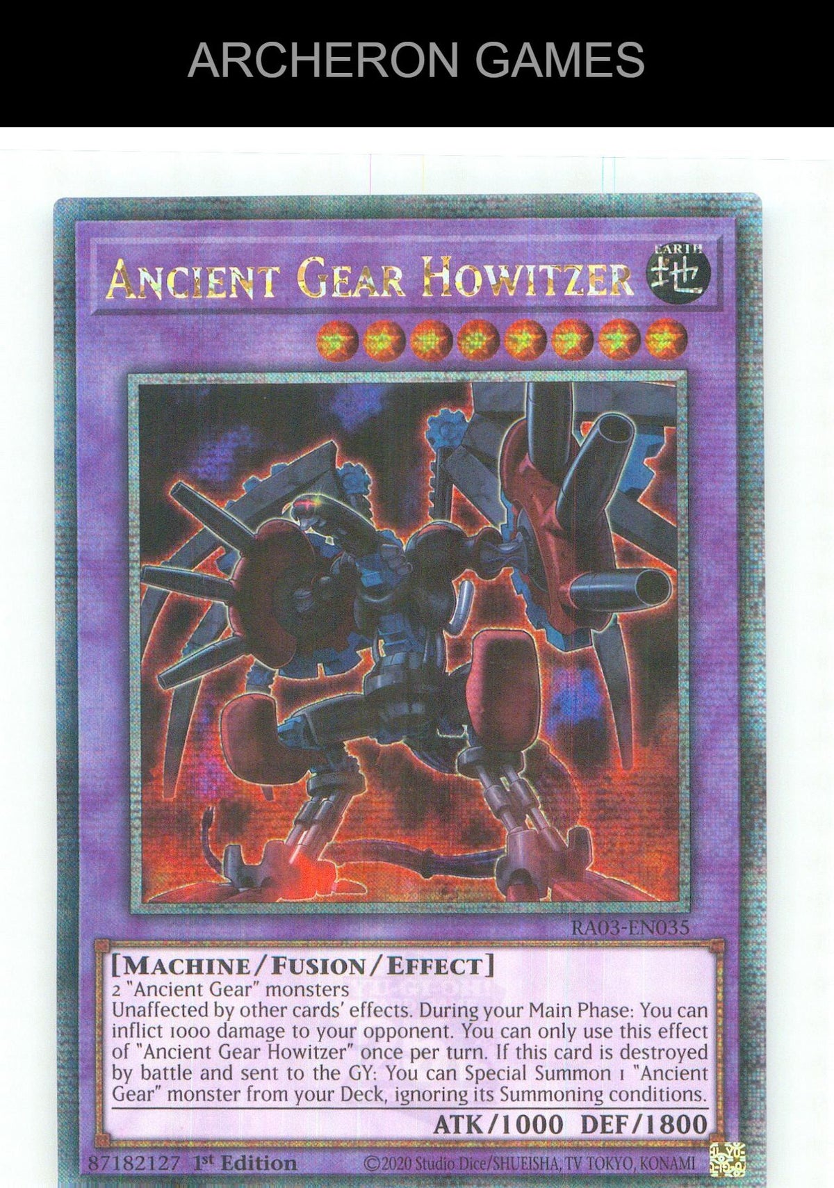 Ancient Gear Howitzer (Quarter Century Secret Rare) YUGIOH Card 1st Edition