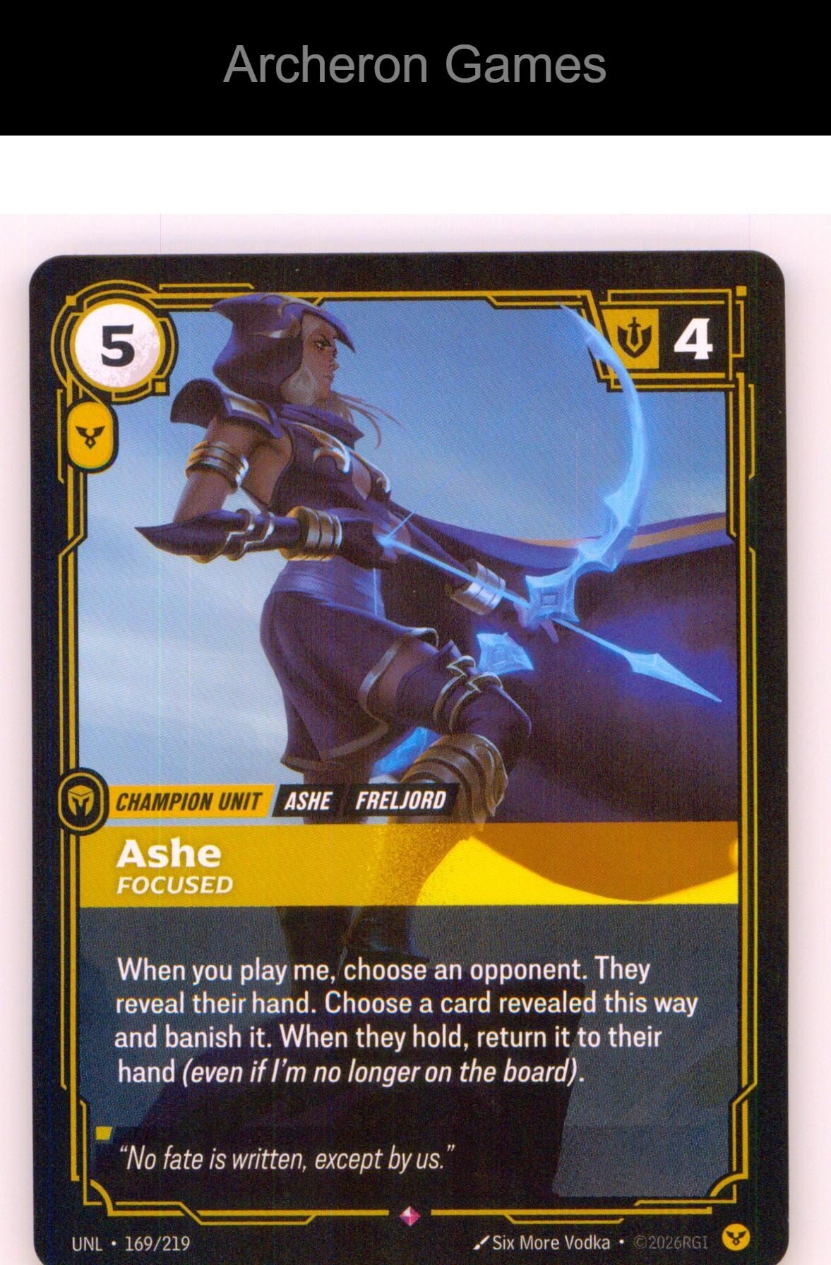 Ashe - Focused UNL 169/219 R Unleashed Riftbound Card