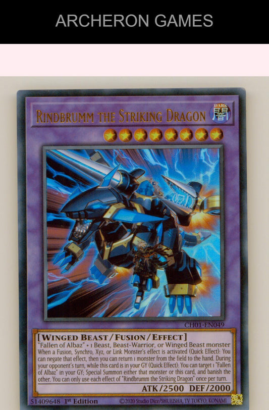 Rindbrumm the Striking Dragon Ultra Rare YUGIOH Card 1st Edition