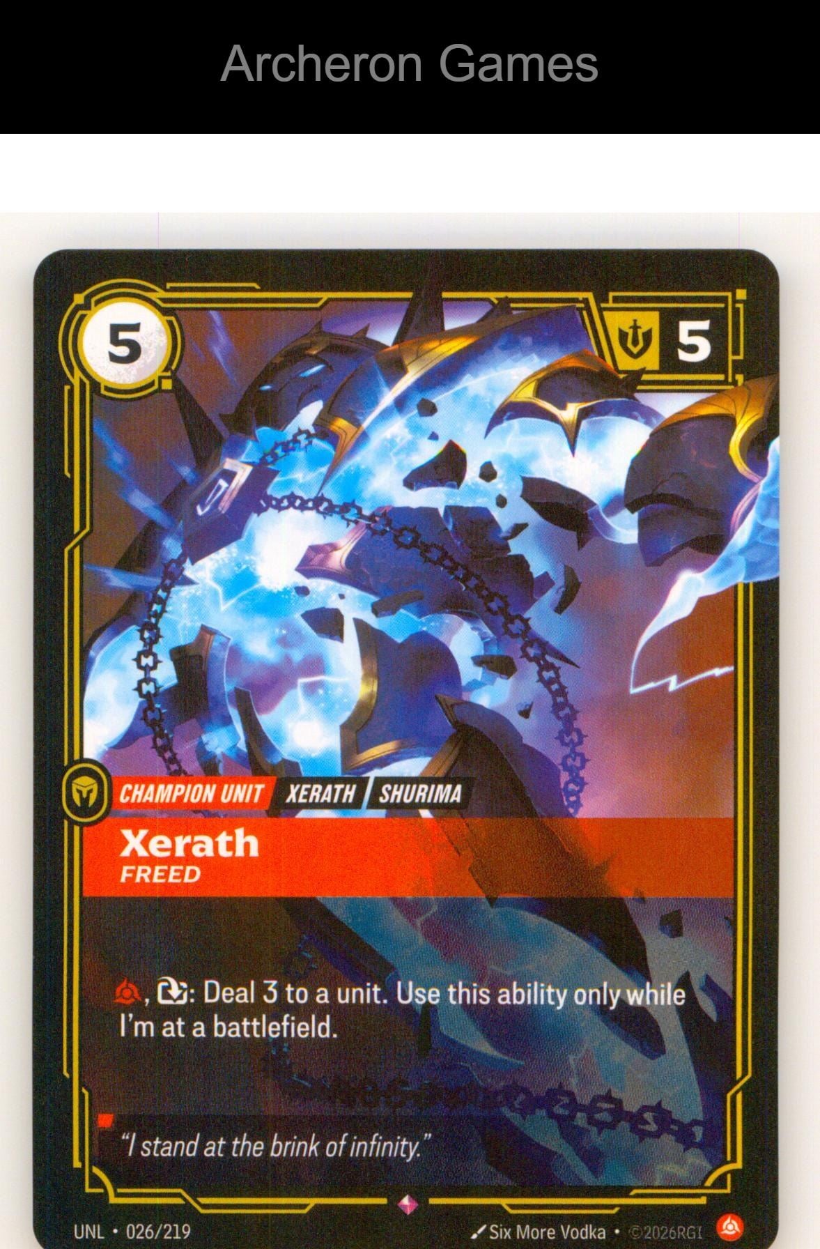 Xerath - Freed UNL 026/219 R Unleashed Riftbound Card