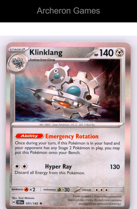 Pokemon Card Klinklang SCR 101/142 R Stellar Crown Holo