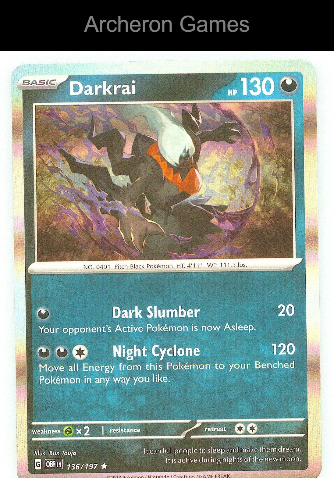 Pokemon Card Darkrai OBF 136/197 R Obsidian Flames Holo
