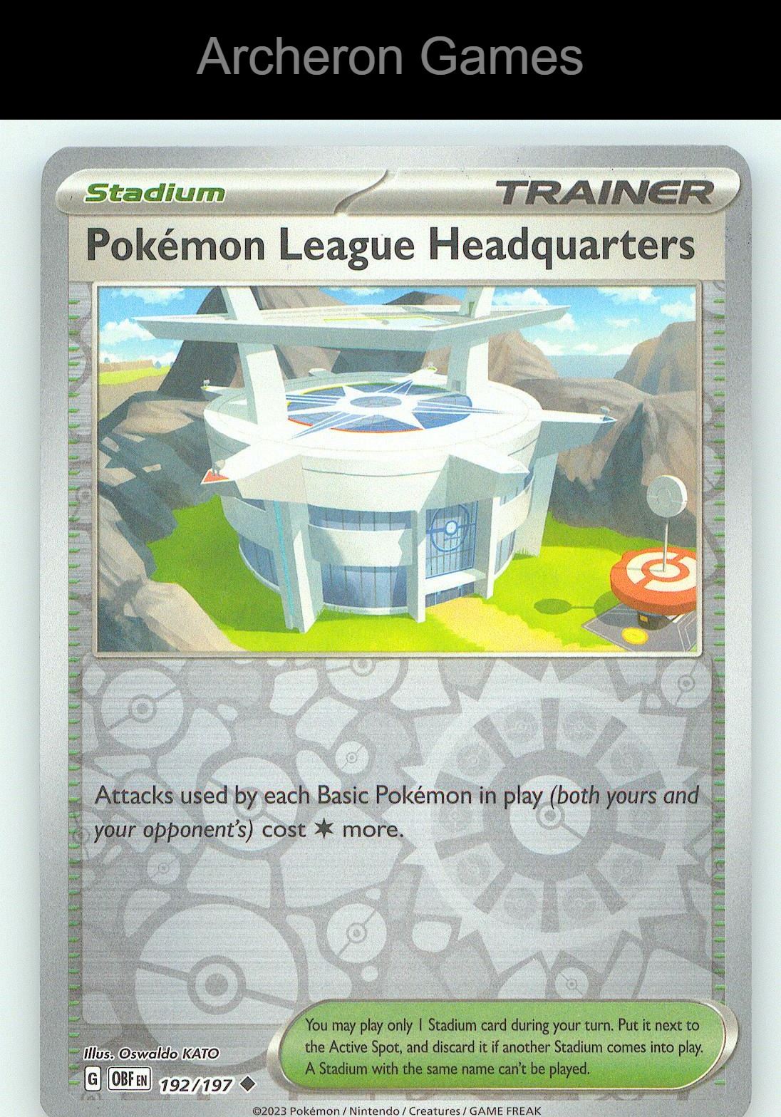 Pokemon Card Pokemon League Headquarters OBF 192/197 Obsidian Flames Reverse Holo
