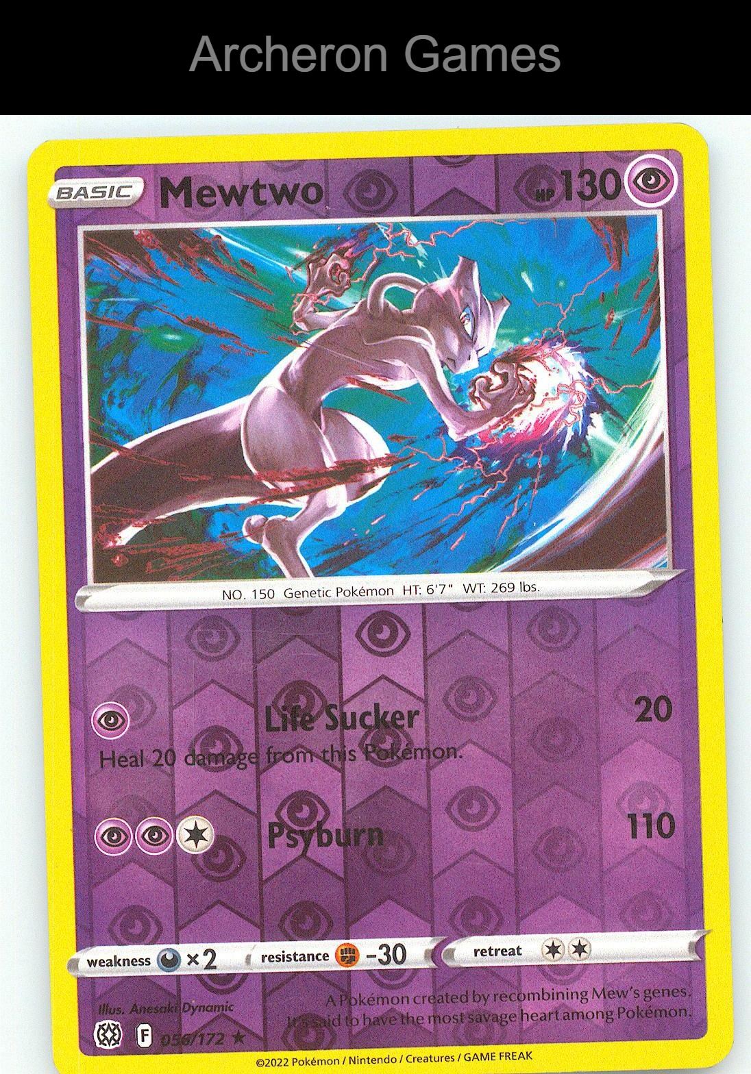 Pokemon Card Mewtwo BRS 056/172 R Brilliant Stars Reverse Holo