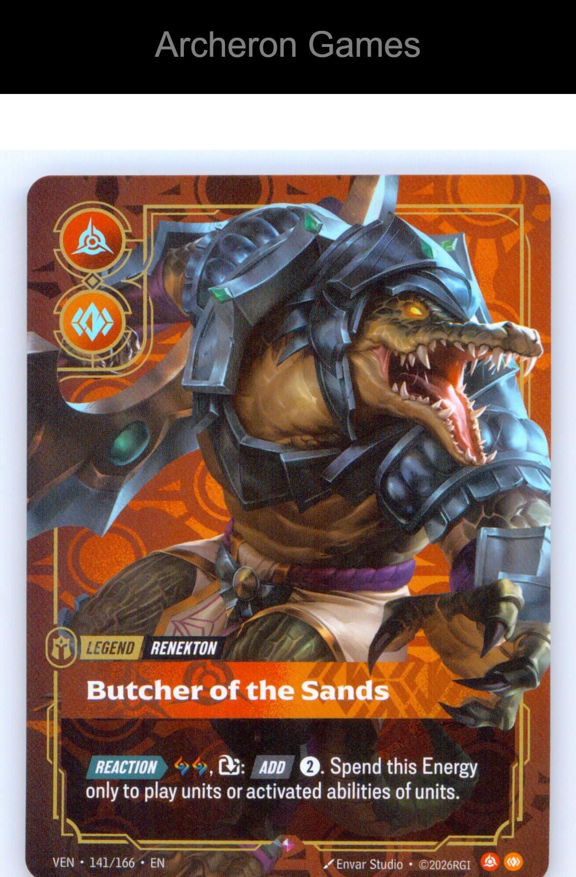 Renekton - Butcher of the Sands VEN 141/166 R Vendetta Riftbound Card