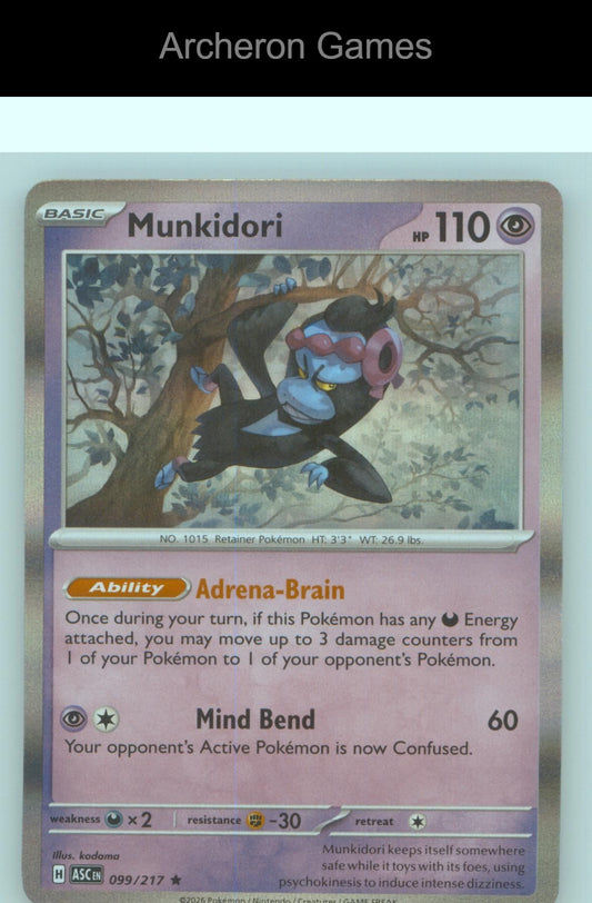 Pokemon Card Munkidori ASC 099/217 R Ascended Heroes Holo