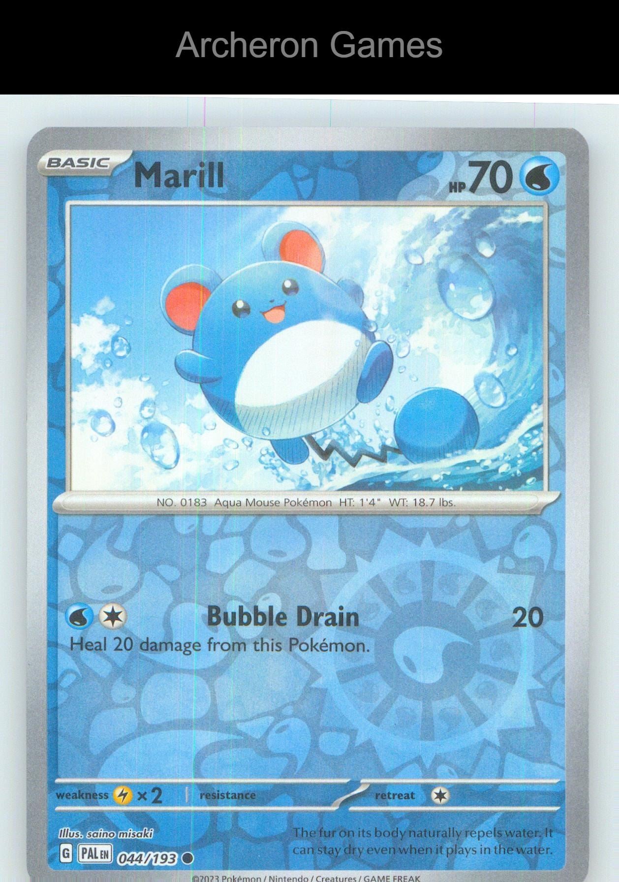 Pokemon Card Marill PAL 044/193 C Paldea Evolved Reverse Holo