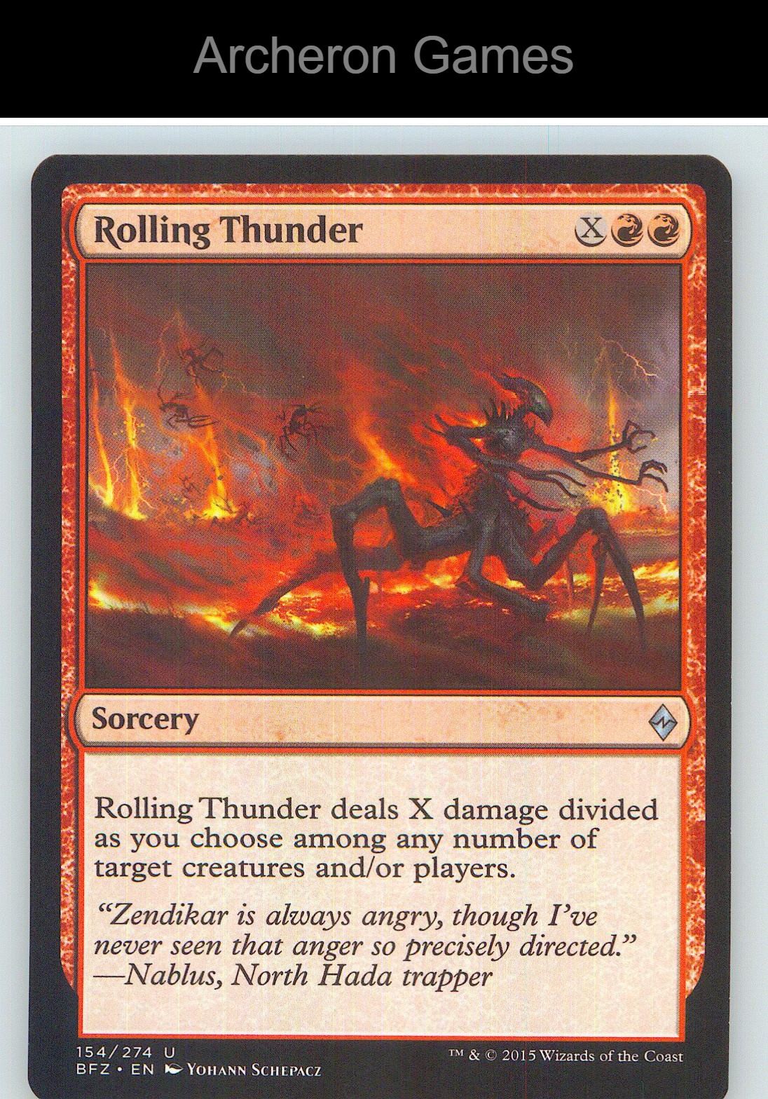 Rolling Thunder BFZ 154 UC MTG Card NM/EX+