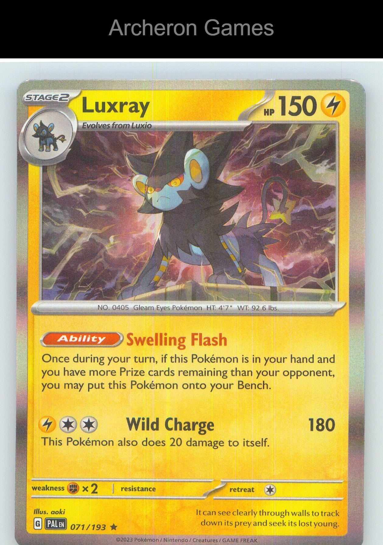 Pokemon Card Luxray PAL 071/193 R Paldea Evolved Holo