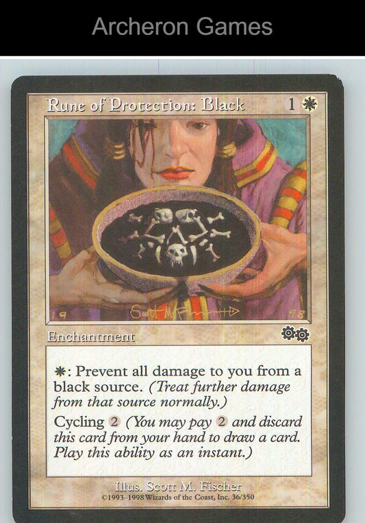 Rune of Protection: Black USG 36 C MTG Card NM/EX+