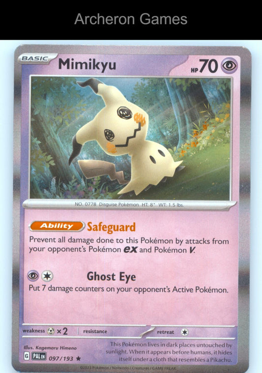 Pokemon Card Mimikyu PAL 097/193 R Paldea Evolved Holo