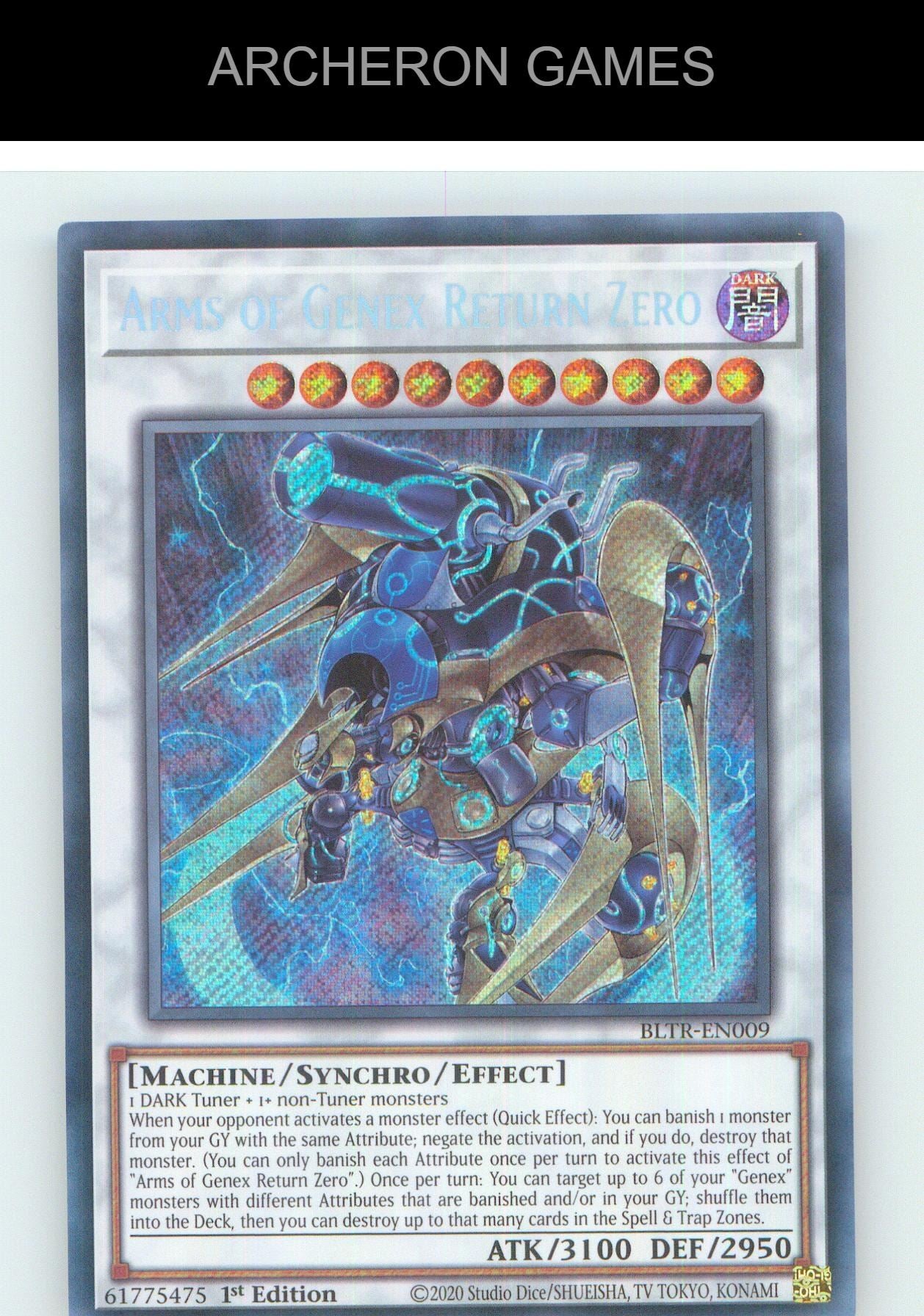 Arms of Genex Return Zero SEC YUGIOH Card 1st Edition