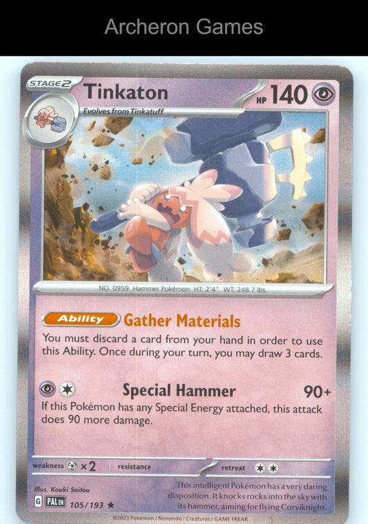 Pokemon Card Tinkaton PAL 105/193 R Paldea Evolved Holo
