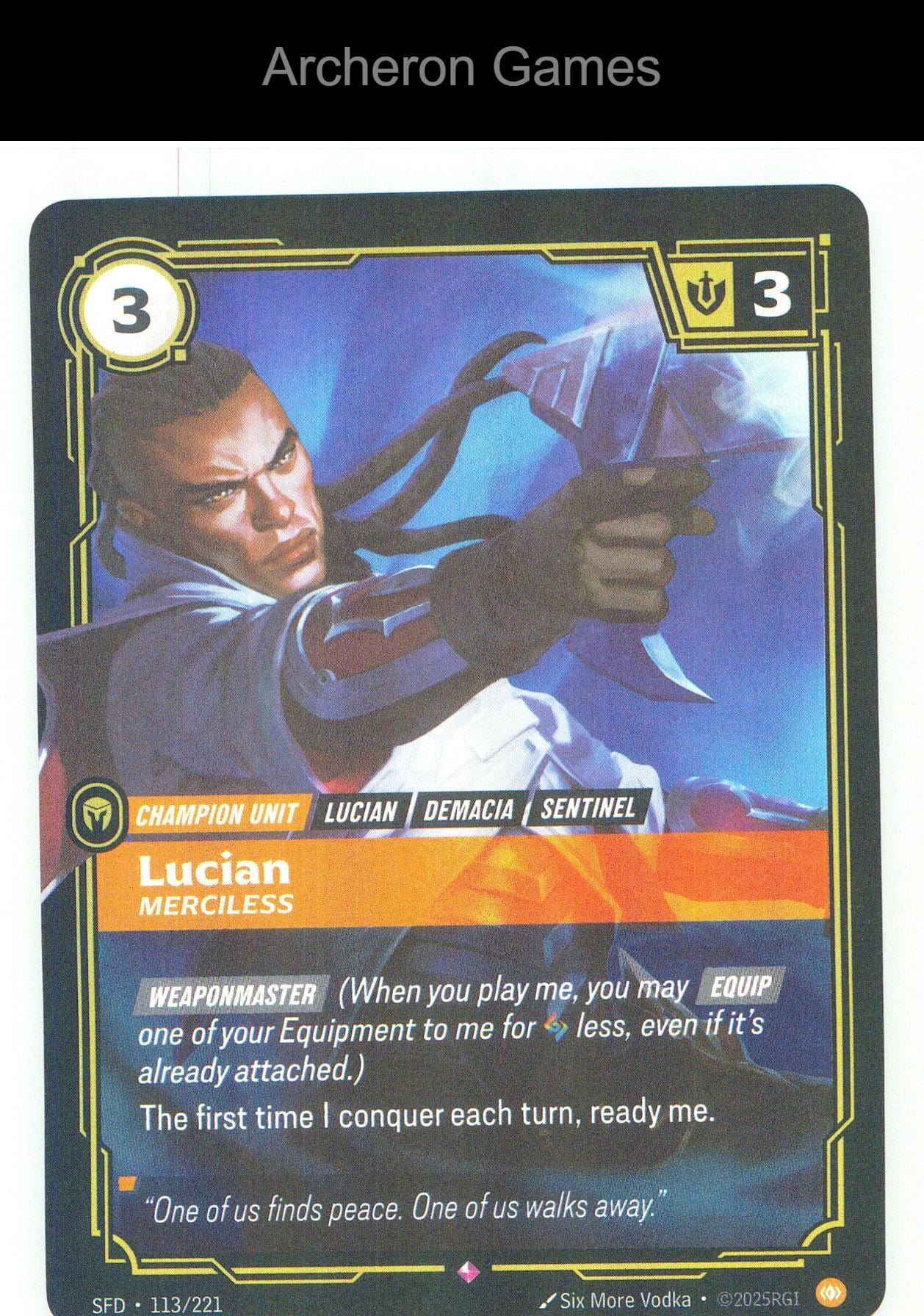 Lucian - Merciless SFD 113/221 R Spiritforged Riftbound Card Foil