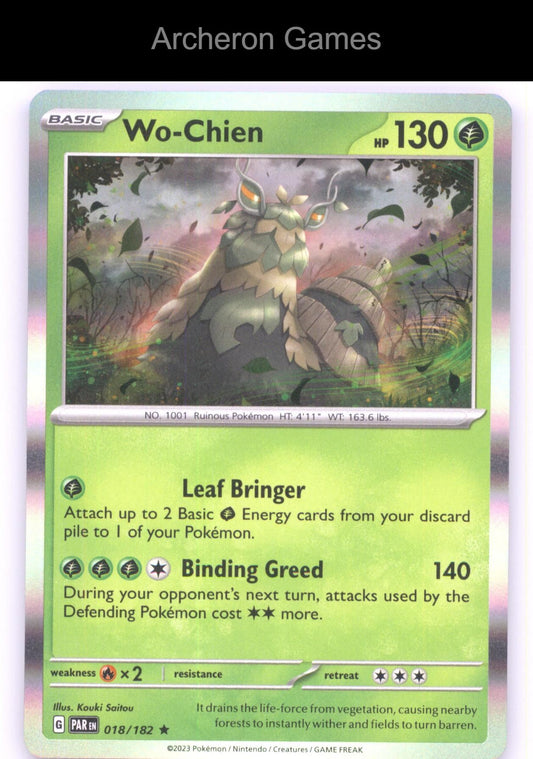 Pokemon Card Wo-Chien PAR 018/182 R Paradox Rift Holo