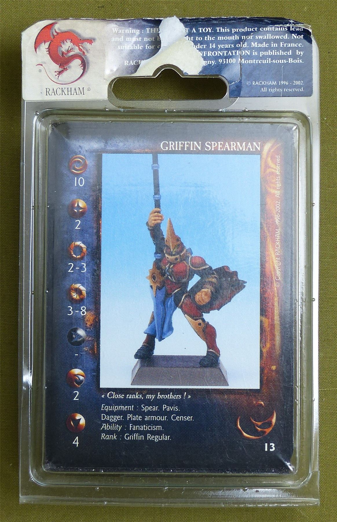 Confrontation: Griffin Spearmen Blister - Rackham Metal Minis OOP #25N