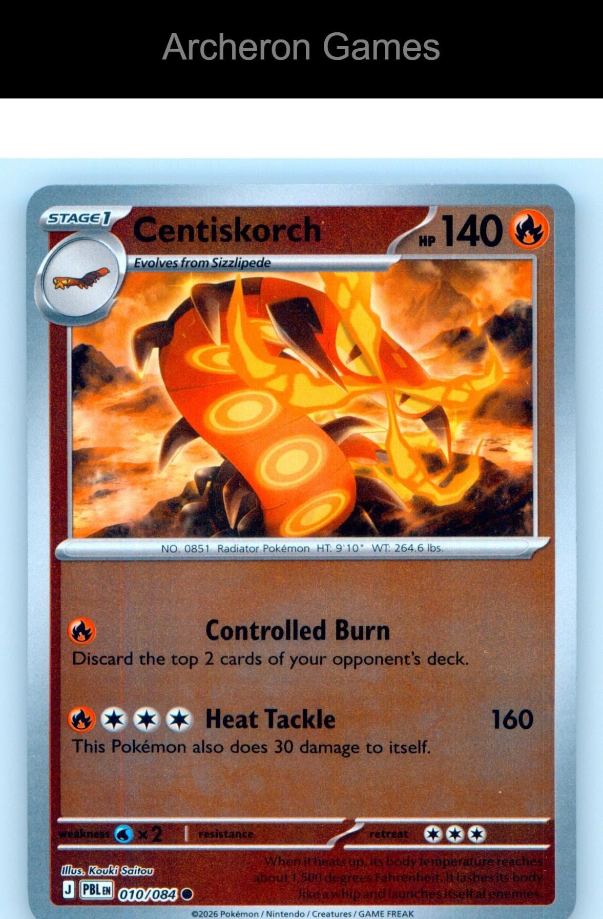 Pokemon Card Centiskorch ME05 010/084 C Pitch Black Reverse Holo