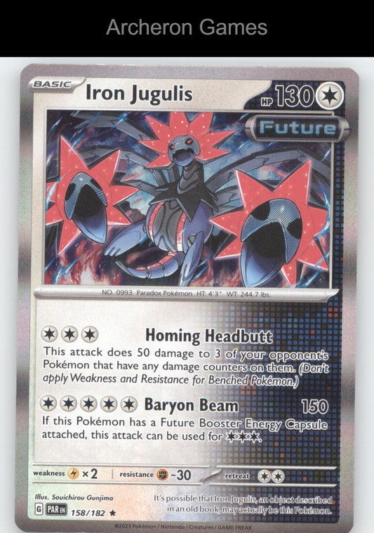 Pokemon Card Iron Jugulis PAR 158/182 R Paradox Rift Holo