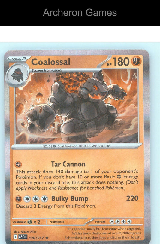 Pokemon Card Coalossal ASC 120/217 R Ascended Heroes Holo