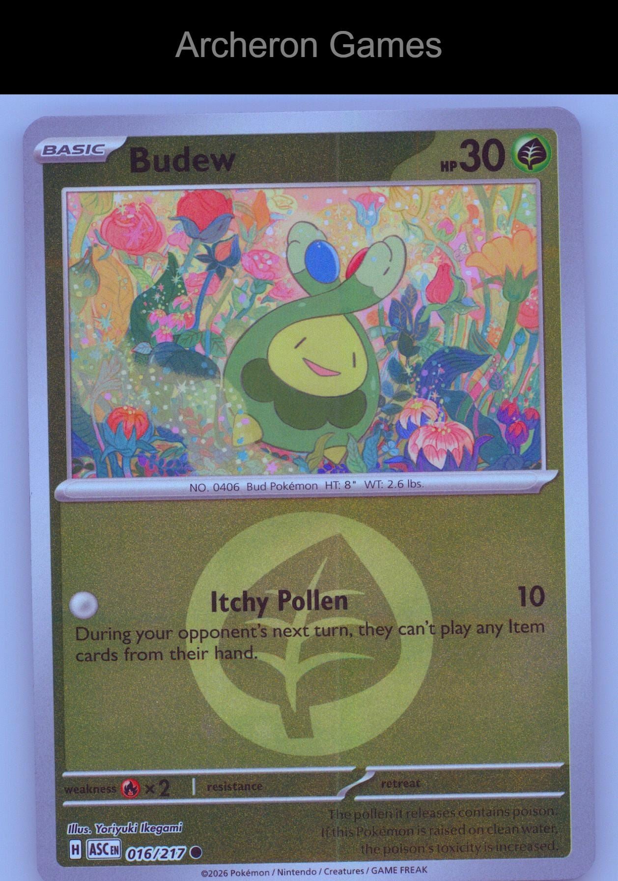 Pokemon Card Budew (Energy Symbol Pattern) ASC 016/217 Reverse Holo